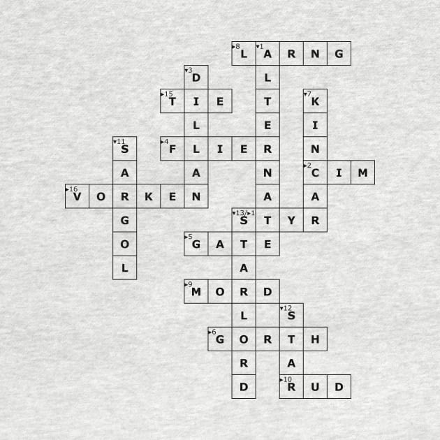 (1958SG) Crossword pattern with words from a 1958 science fiction book by a well known female author. by ScienceFictionKirwee